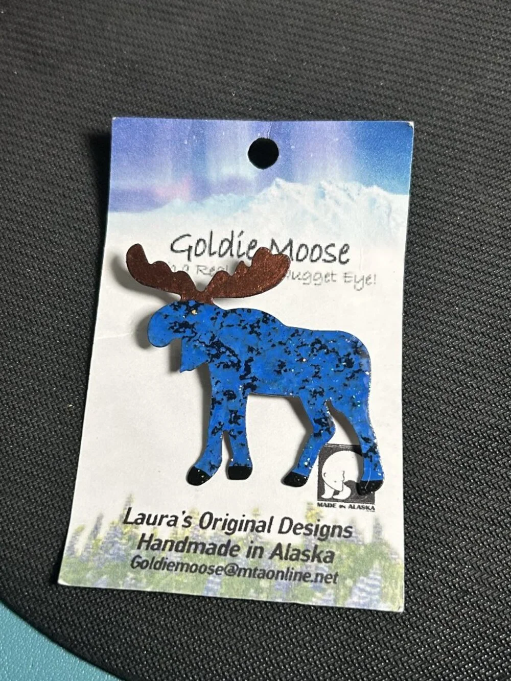Goldie Moose Laura's Original Designs Handmade in Alaska Pin Brooch
